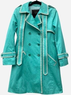 Vintage Coach Teal Double-Breasted Trench Coat